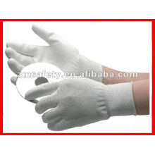 White nylon glove with pu coating for clean room